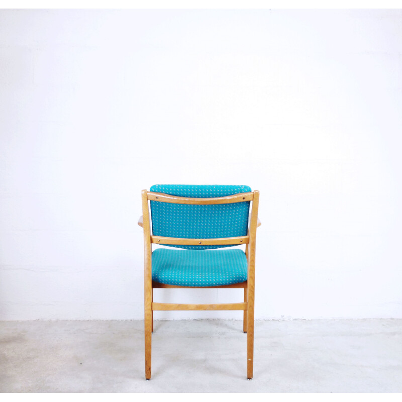 Pair of vintage chairs in blue fabric and wood 1960