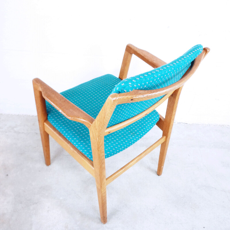 Pair of vintage chairs in blue fabric and wood 1960