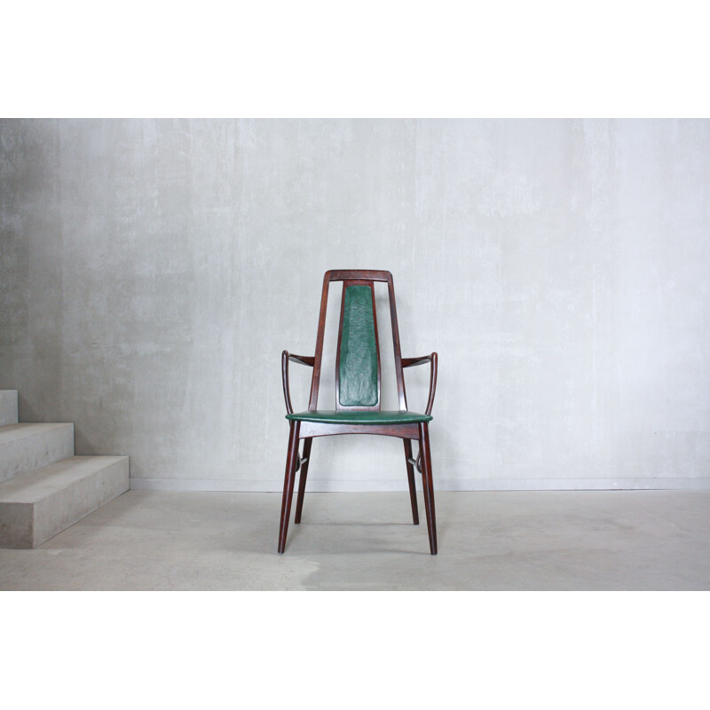 Vintage chair for Koefoeds in green leatherette and rosewood 1960s