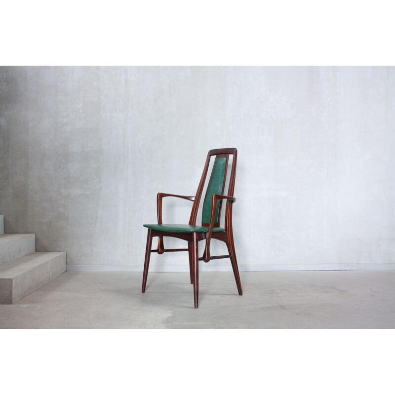 Chaise vintage pour Koefoeds en simili cuir vert et palissandre 1960