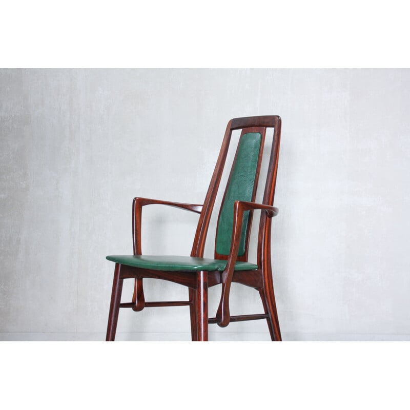 Chaise vintage pour Koefoeds en simili cuir vert et palissandre 1960