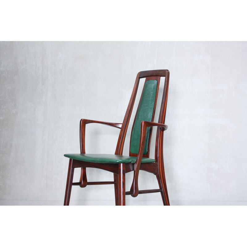 Vintage chair for Koefoeds in green leatherette and rosewood 1960s