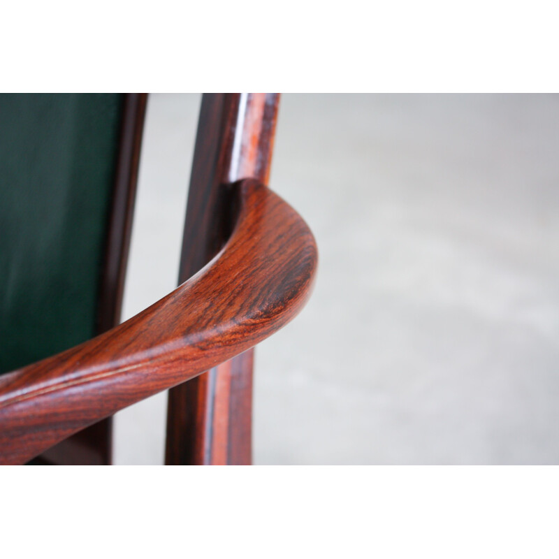 Vintage chair for Koefoeds in green leatherette and rosewood 1960s