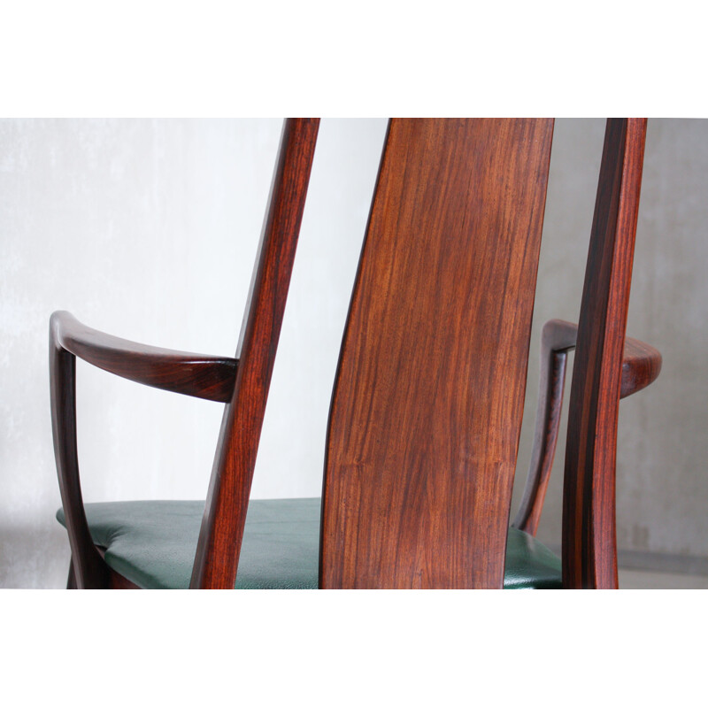 Chaise vintage pour Koefoeds en simili cuir vert et palissandre 1960
