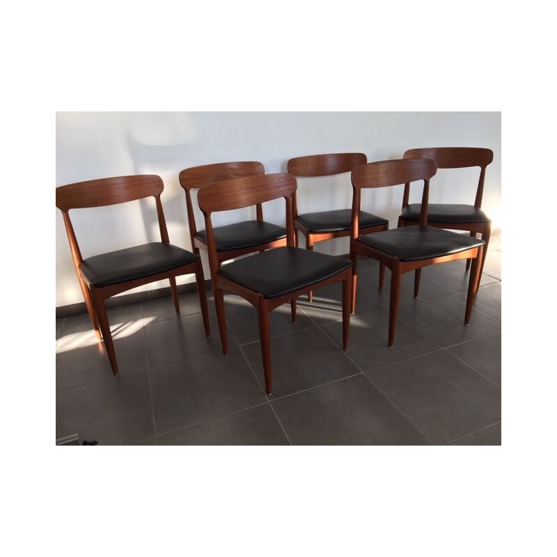 Ensemble de 6 chaises vintage scandinaves d'Andersen en teck 1960