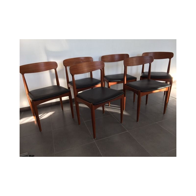 Set of 6 Scandinavian vintage chairs by Andersen in teak 1960