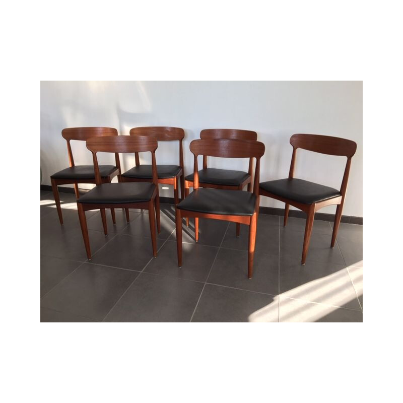 Set of 6 Scandinavian vintage chairs by Andersen in teak 1960
