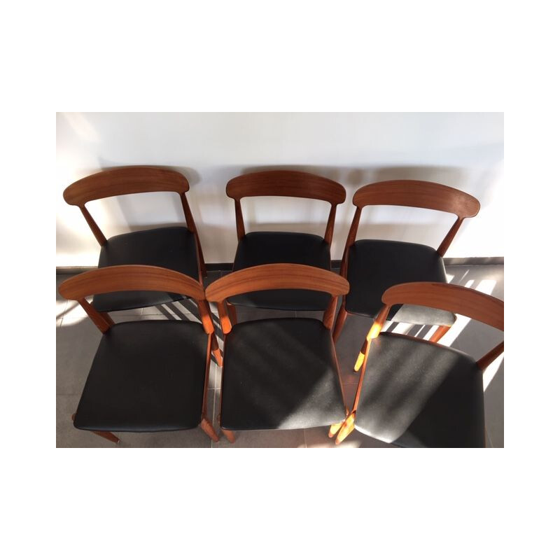 Set of 6 Scandinavian vintage chairs by Andersen in teak 1960