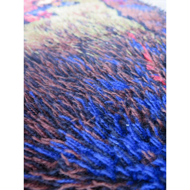 Vintage dutch wool multicolour rug 1970