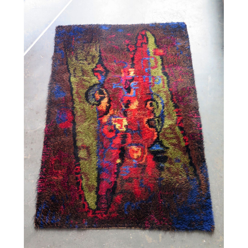 Vintage dutch wool multicolour rug 1970