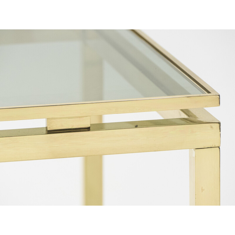 Coffee table in glass and brass by Guy Lefevre for Maison Jansen 1970s