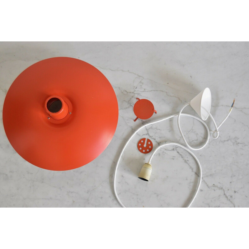 Vintage orange pendant lamp PH4/3 by Poul Henningsen 1950s