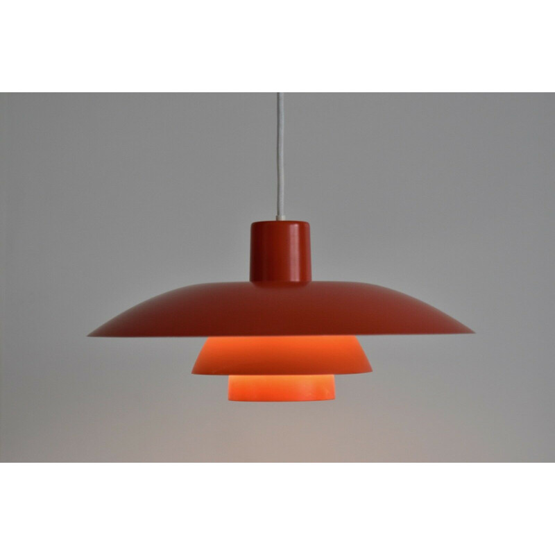 Vintage orange pendant lamp PH4/3 by Poul Henningsen 1950s