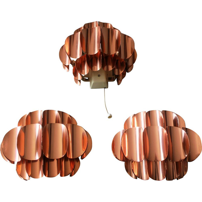 Vintage swiss wall lamp for Temde in copper 1960