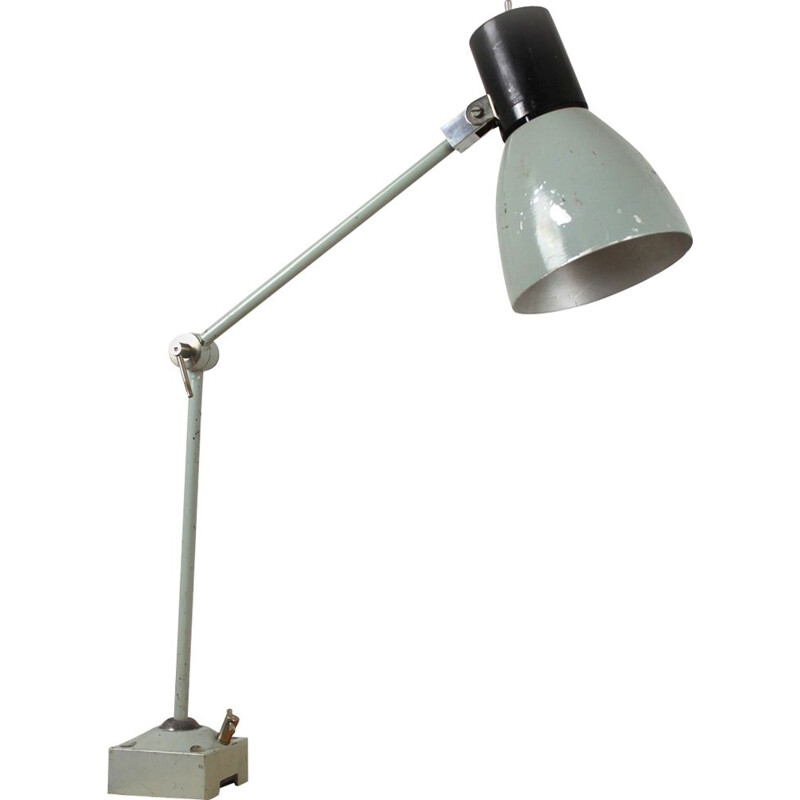 Candeeiro de metal cinzento industrial Vintage, 1960