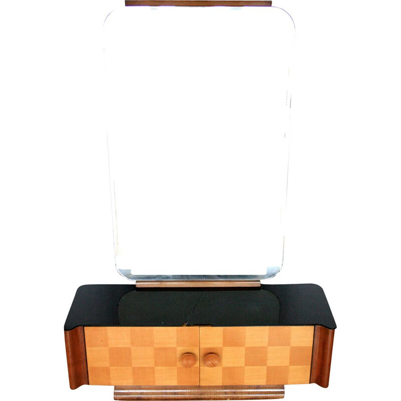 Vintage dressing table for UP Zavody in wood and glass 1950