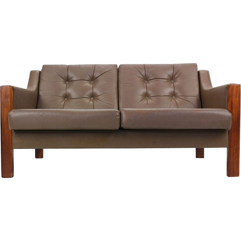 Vintage scandinavian 2 Seater leather sofa and rosewood