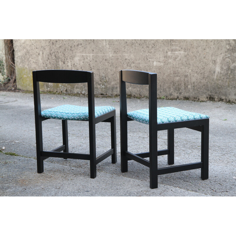 Suite de 6 chaises noires et bleues par Ulferts Tibro