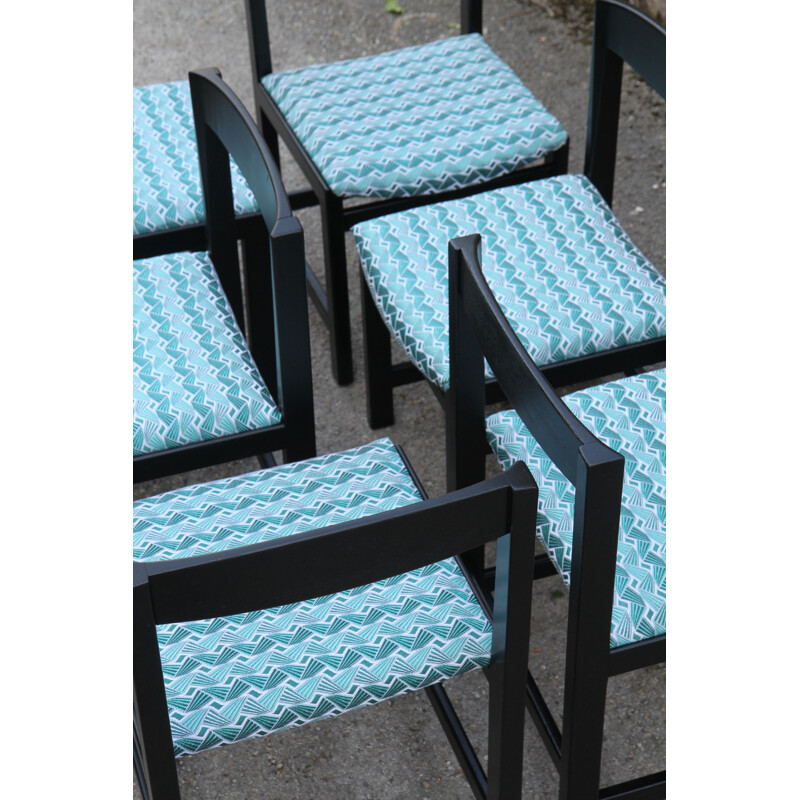 Set of 6 blue and black chairs by Ulferts Tibro
