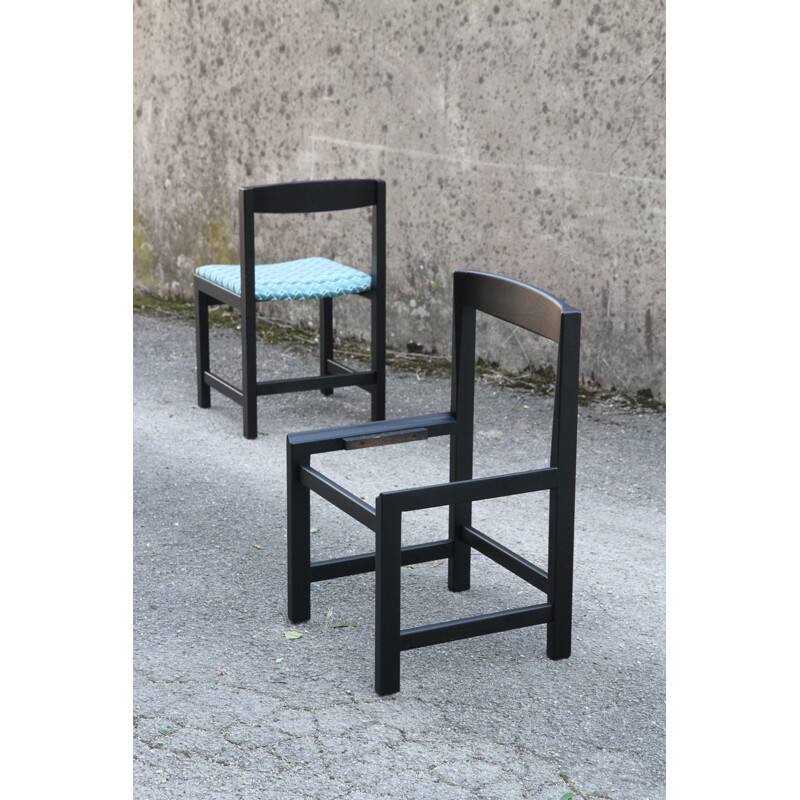 Set of 6 blue and black chairs by Ulferts Tibro