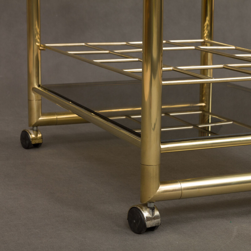 Italian golden bar cart in brass