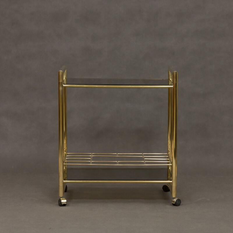 Italian golden bar cart in brass