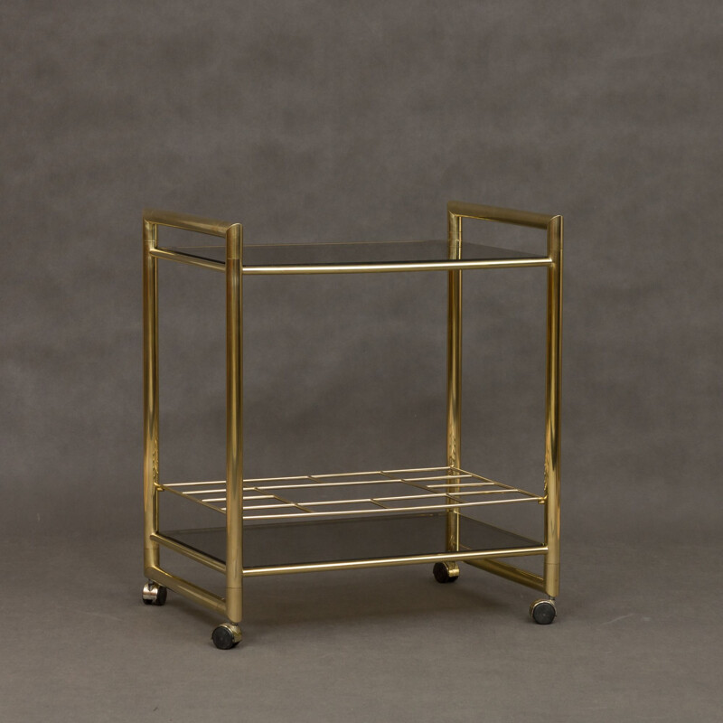 Italian golden bar cart in brass