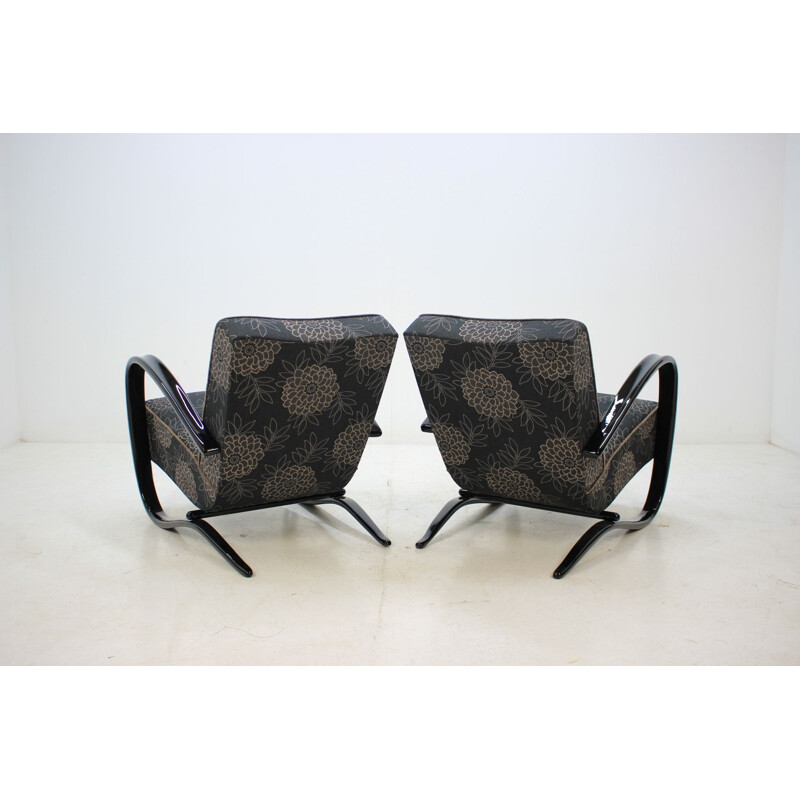 Pair of black H-269 armchairs by Jindrich Halabala