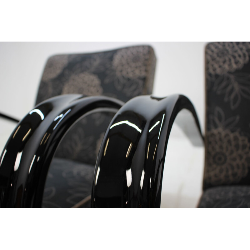 Pair of black H-269 armchairs by Jindrich Halabala