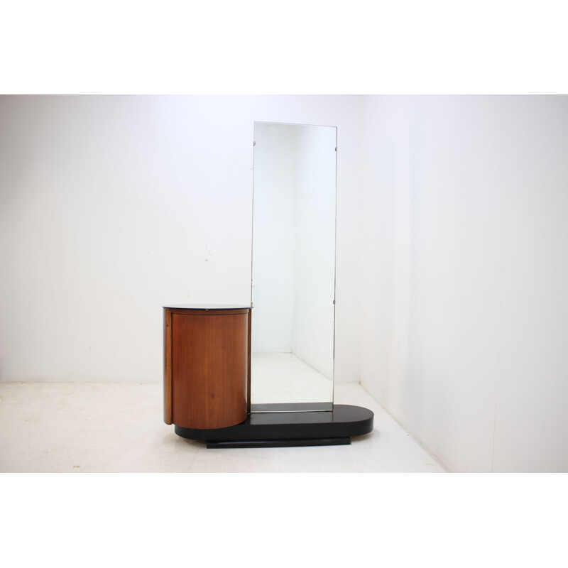Vintage czech mirror cabinet in wood and glass 1930