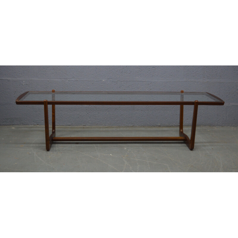 Vintage coffee table in teakwood and glass 1960