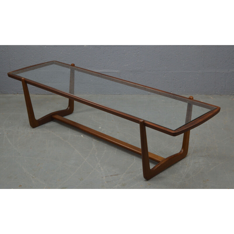 Vintage coffee table in teakwood and glass 1960