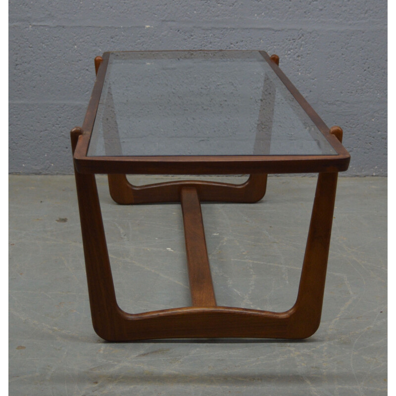 Vintage coffee table in teakwood and glass 1960