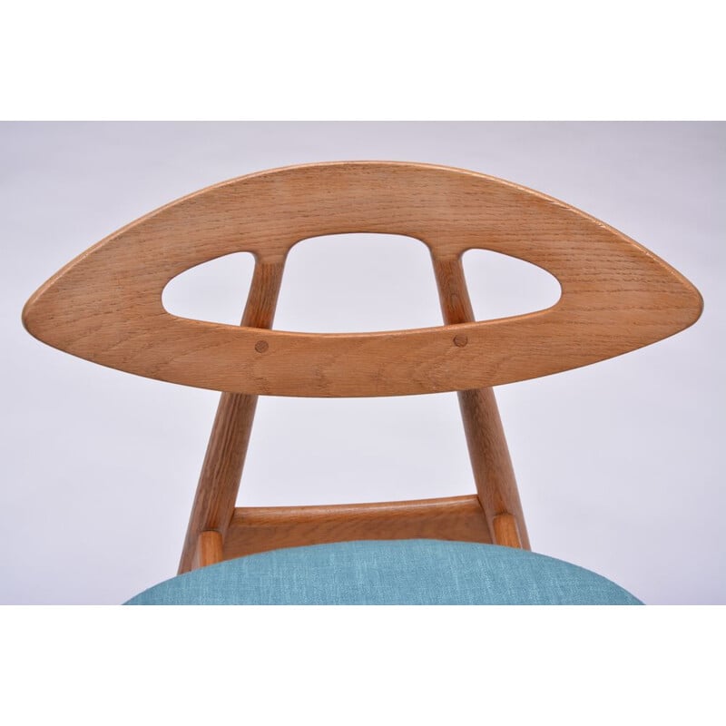 Ensemble de 6 chaises vintage Eye pour Ivan Gern en chêne et tissu bleu