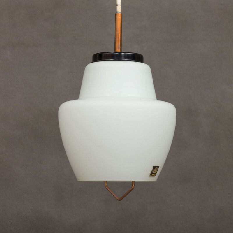 Vintage P415 pendant lamp for Lyfa in black aluminium and glass