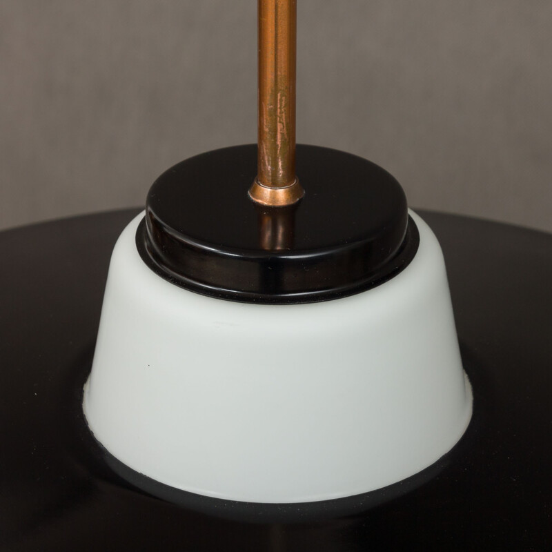 Vintage P415 pendant lamp for Lyfa in black aluminium and glass