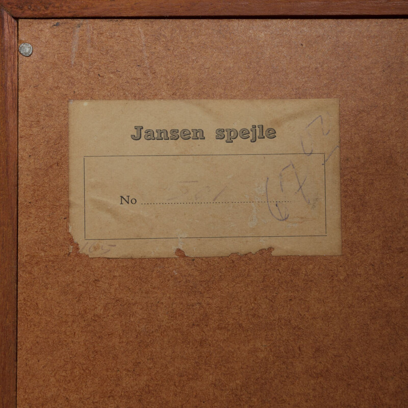 Miroir vintage en teck danois avec laiton par Jansen Spejle