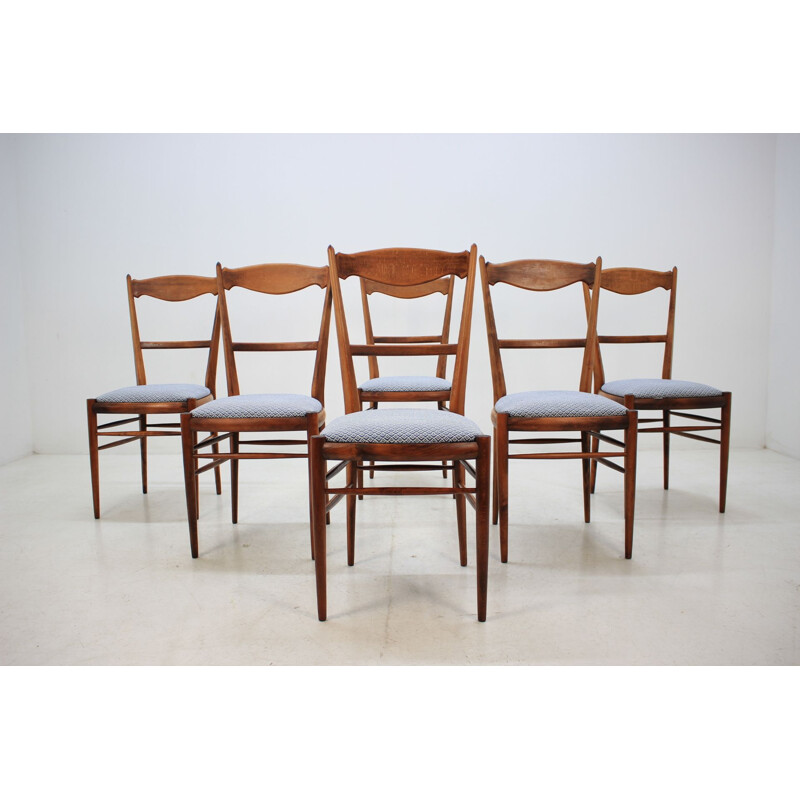 Set of 6 vintage beech dining chairs