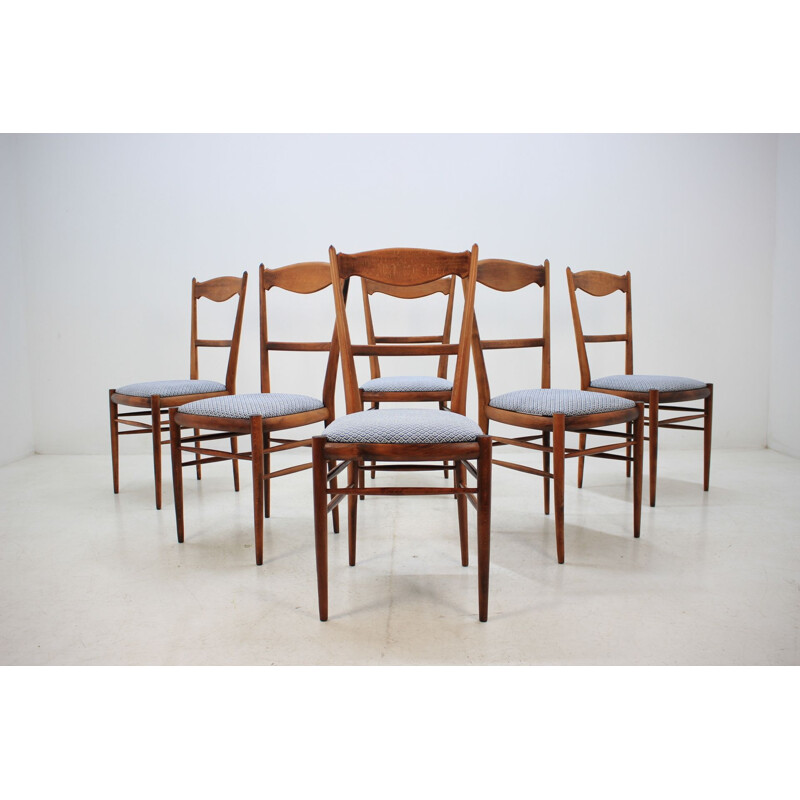 Set of 6 vintage beech dining chairs