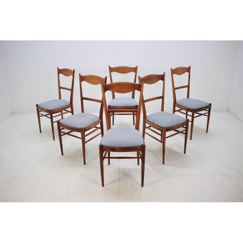 Set of 6 vintage beech dining chairs