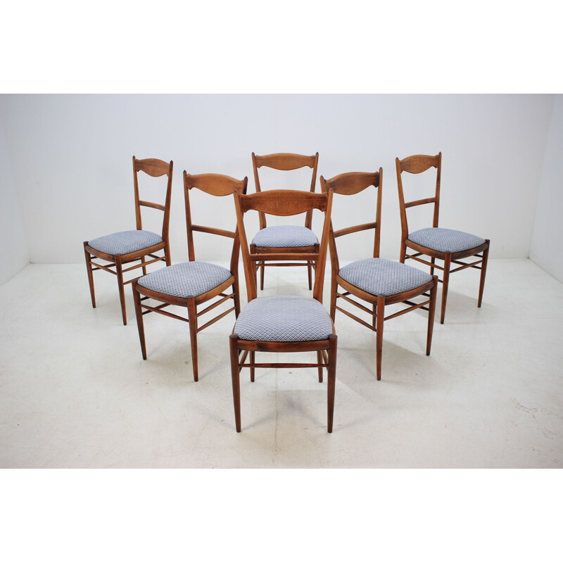 Suite de 6 chaises vintage en hêtre