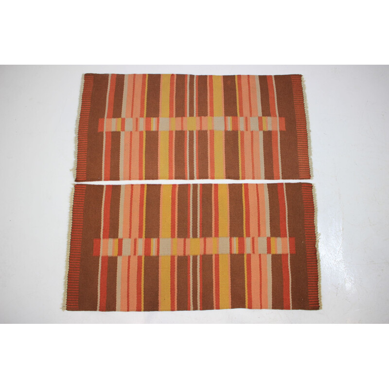 Set of 2 vintage Antonín Kybal small carpets rugs