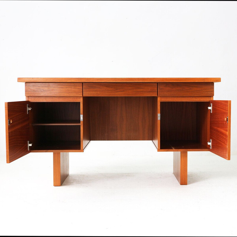 Bureau vintage cube en noyer