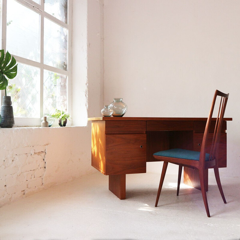 Vintage cubic walnut desk