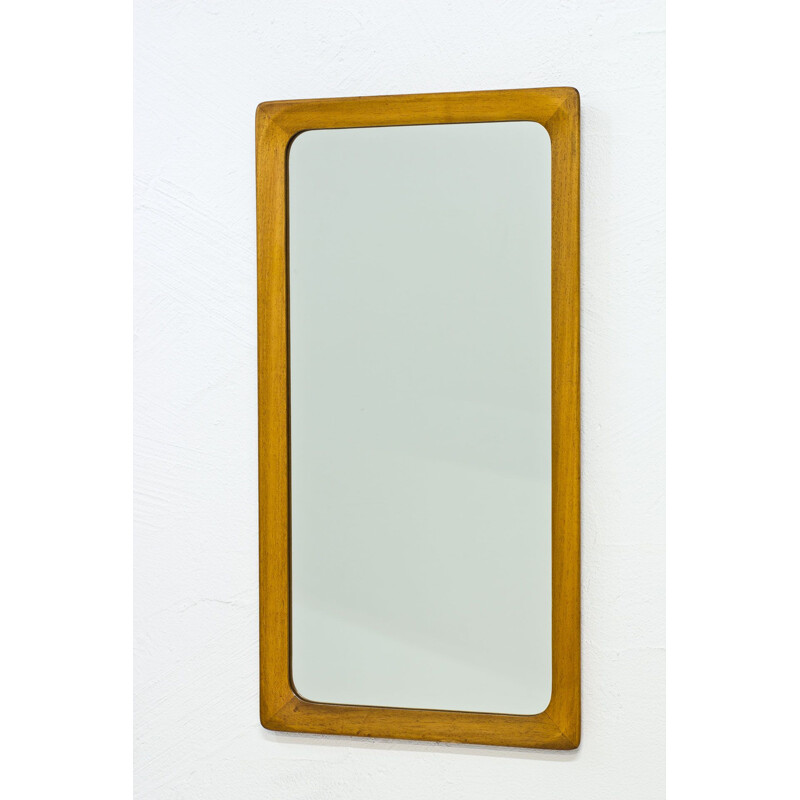 Vintage Swedish wall mirror in birch