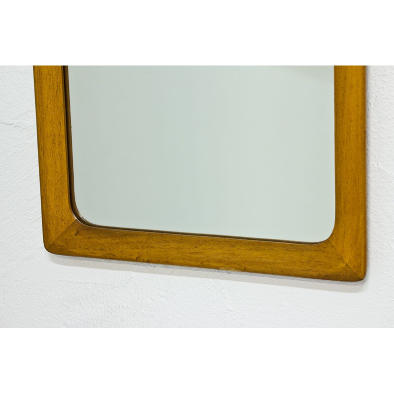 Vintage Swedish wall mirror in birch