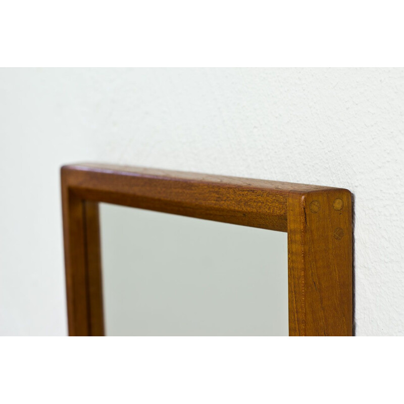 Vintage Danish rectangular teak wall mirror by Kai Kristiansen for Aksel Kjersgaard