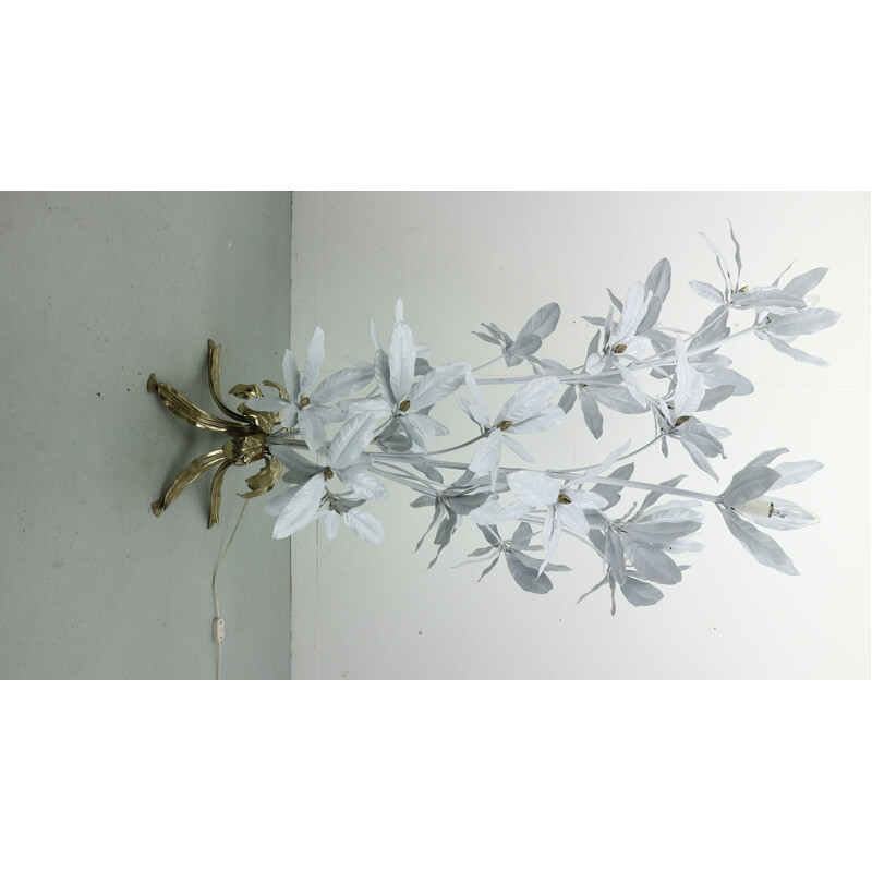 Lampadaire floral vintage blanc par Hans Kögl