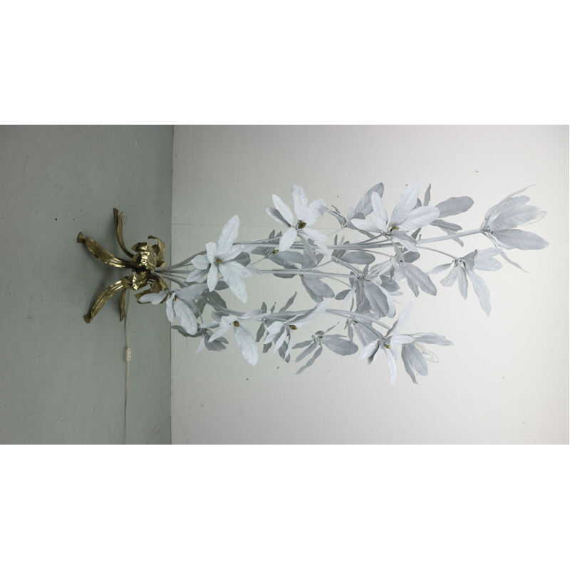 Vintage white floral floor lamp by Hans Kögl