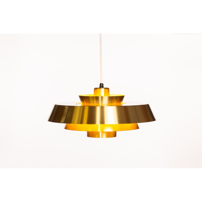 Vintage Nova pendant lamp for Fog & Mørup in brass and fabric 1960